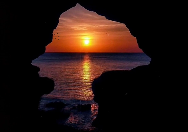 Hercules caves with sunset during travel to tangier