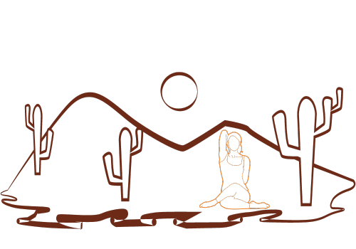 painted graffic of Sahara cactus and yoga practice