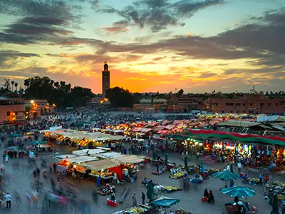 Marrakech city tours from Jamaa El-fna during sunset