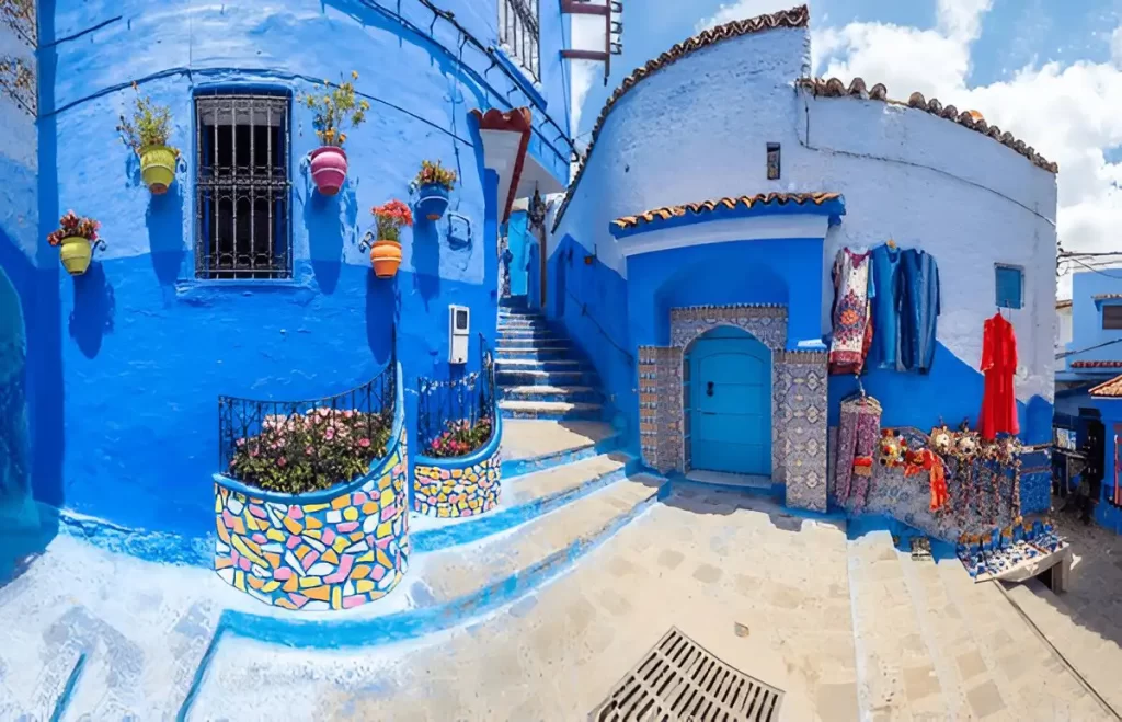 The blue streets and alleys in Chefchaouen Morocco 