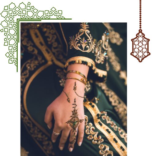 a hand with Henna on, reflect a symbol ole of one of moroccan culture and traditions