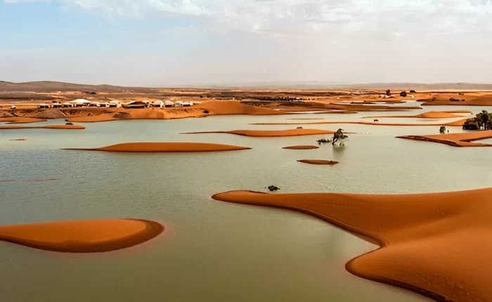 Morocco desert with its beautiful blue lagoon