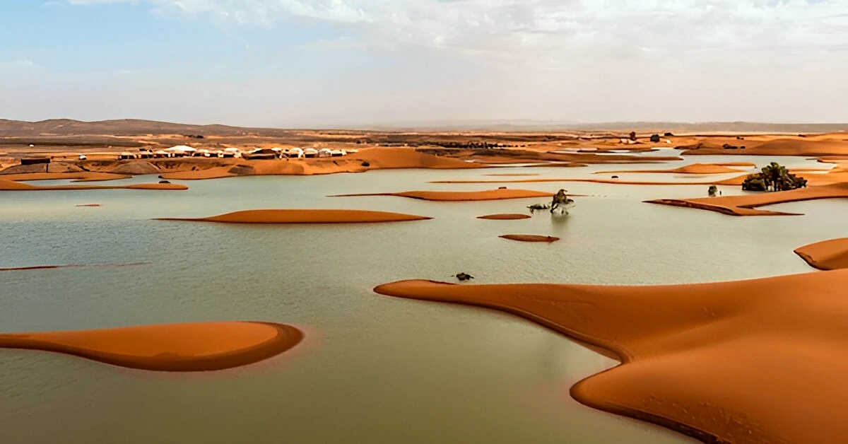 Morocco desert with its beautiful blue lagoon