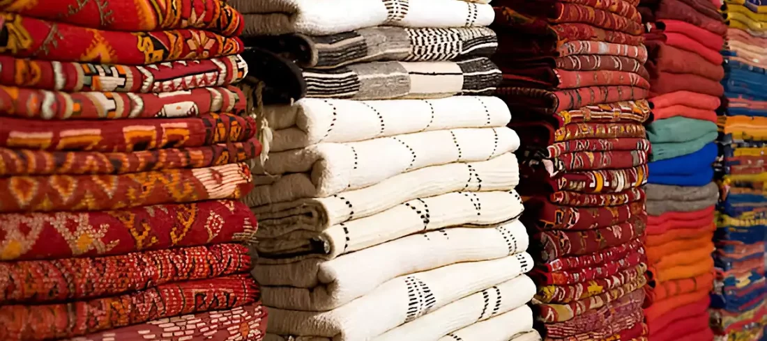 Moroccan rugs in different colors and patterns