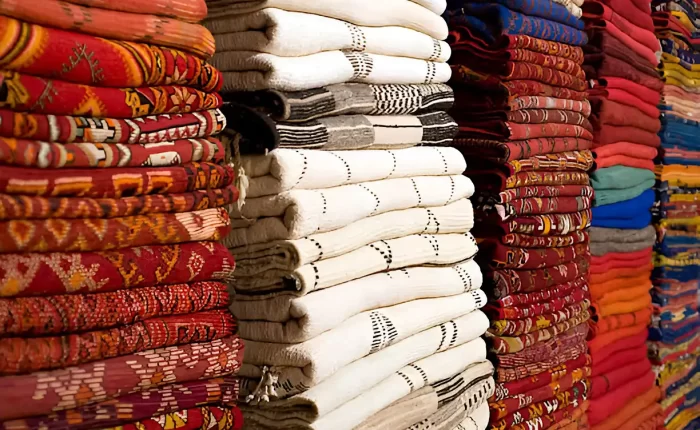 Moroccan rugs in different colors and patterns