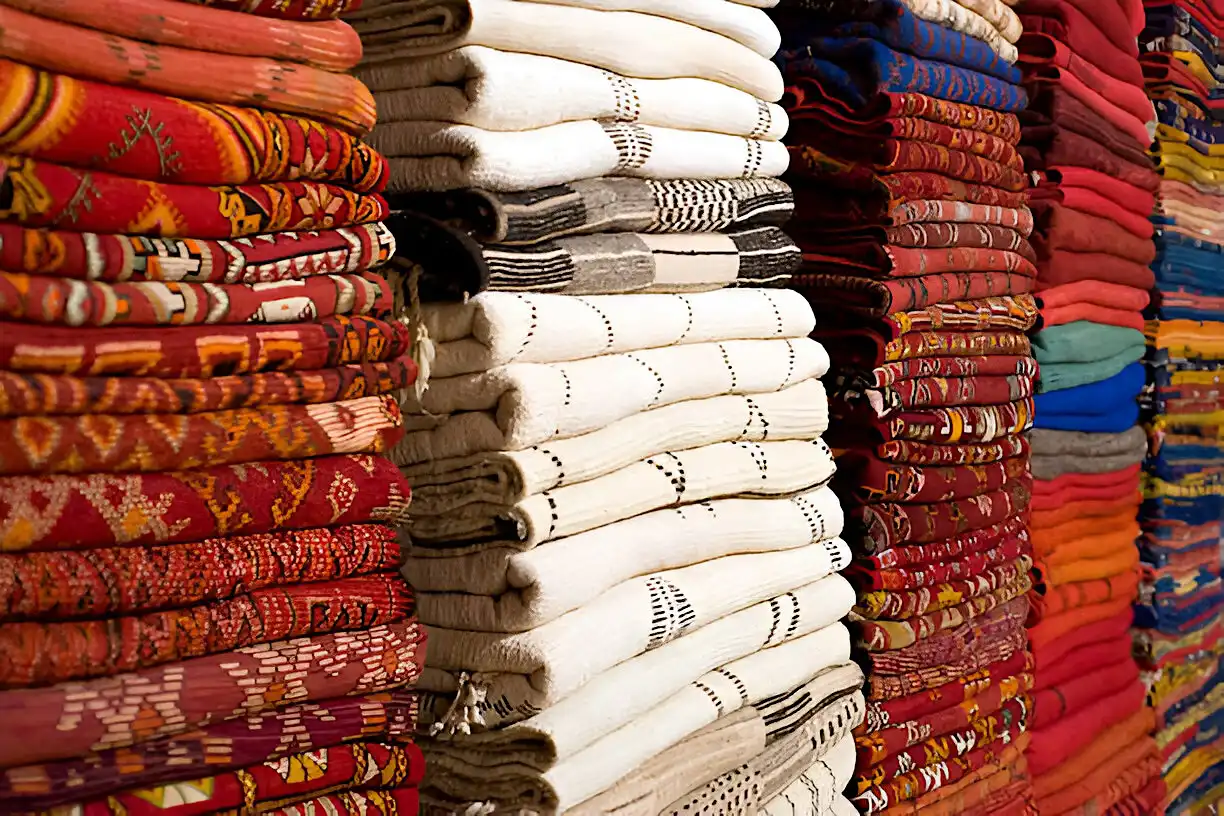 Moroccan rugs in different colors and patterns