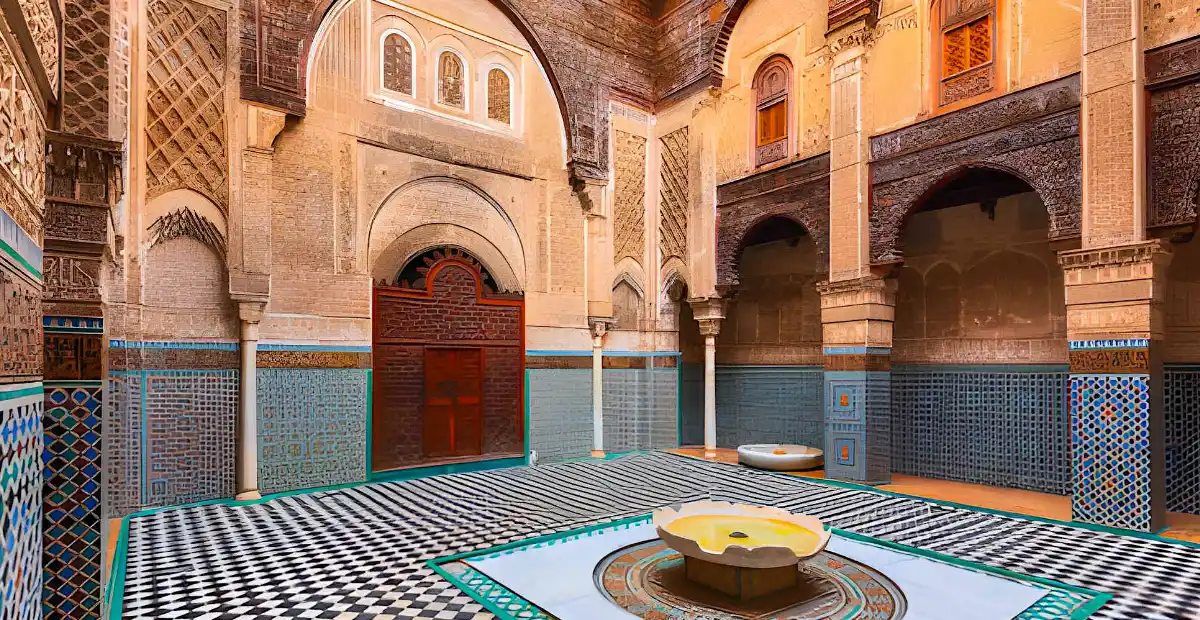 Book flights to Morocco from the USA and arrive in Fes to explore traditional riads and historic medina architecture
