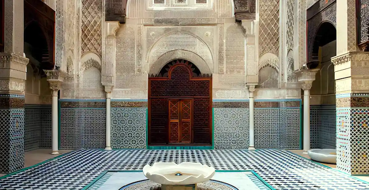 Flights to Morocco from Australia bring travelers to Fes where traditional riad courtyards and historic medina architecture await