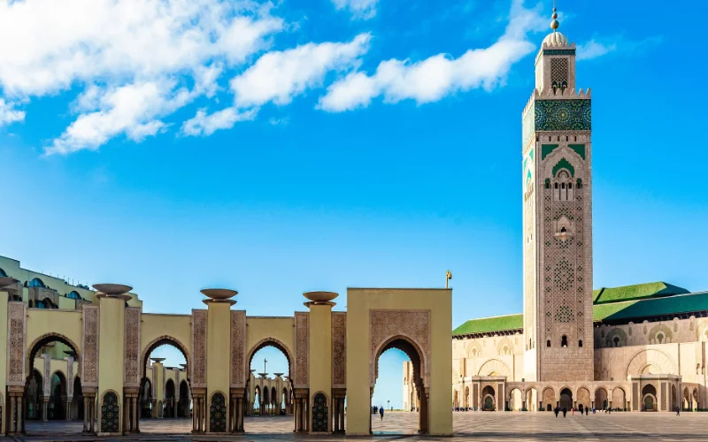Hassan II Mosque in Casablanca on the Atlantic coast, a key landmark featured in a 14-day Morocco itinerary